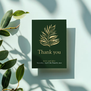 Gold effect palm leaf, photo wedding thank you