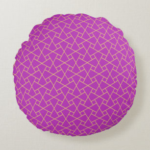 Gold-effect, Purple Islamic Pattern Round Pillow
