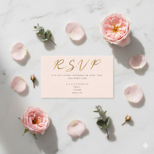 Gold effect script, RSVP pink Enclosure Card