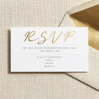 Gold effect script, RSVP white