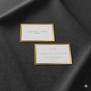 Gold effect, thick gold border, bold text business card