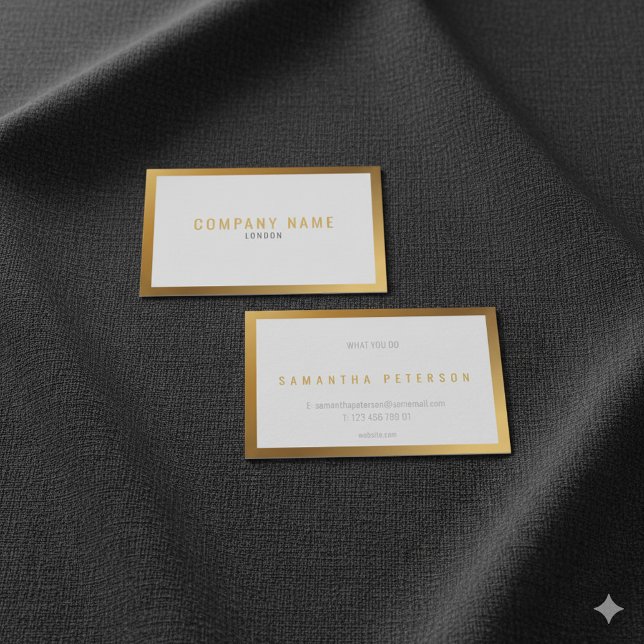 Gold effect, thick gold border, bold text business card (Gold effect, thick gold border, bold text business card.)