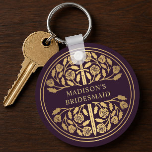 Gold Eggplant Sword Bridesmaid Royal Wedding Gift Key Ring