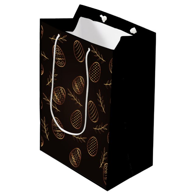 Gold Eggs Easter Medium Gift Bag (Front Angled)