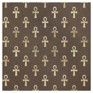 Gold Egyptian Ankh on Dark Brown Fabric