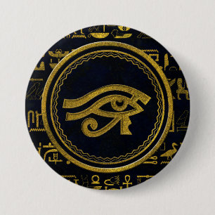Gold Egyptian Eye of Horus - Wadjet 7.5 Cm Round Badge
