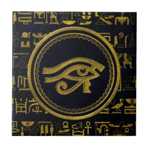 Gold Egyptian Eye of Horus - Wadjet Ceramic Tile