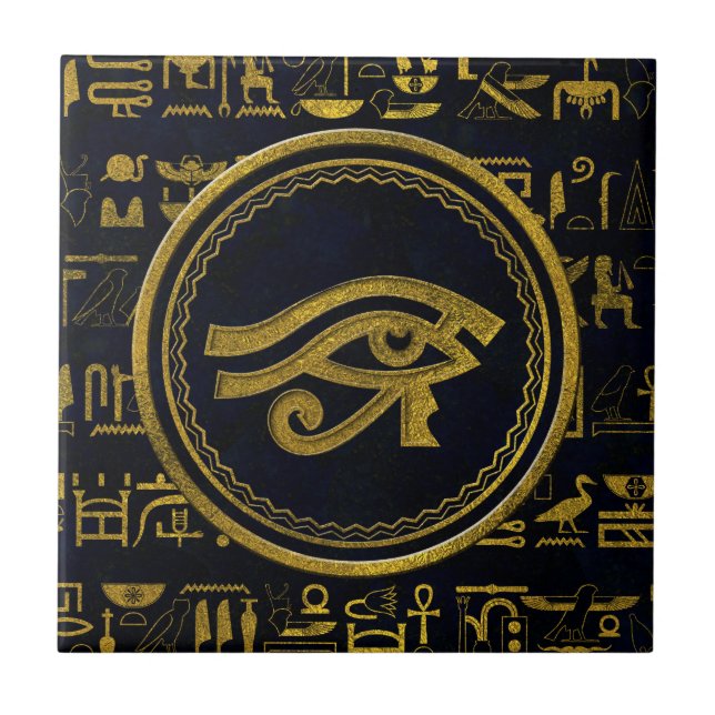 Gold Egyptian Eye of Horus - Wadjet Ceramic Tile (Front)