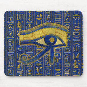Gold Egyptian Eye of Horus - Wadjet Lapis Lazuli Mouse Pad
