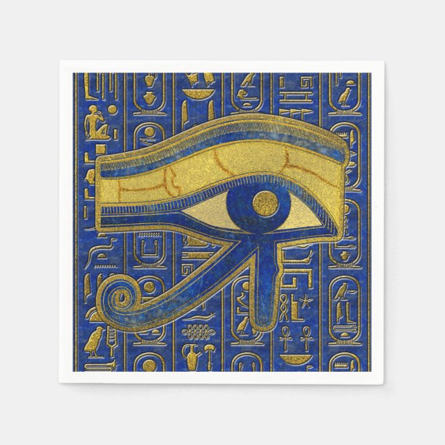 Gold Egyptian Eye of Horus - Wadjet Lapis Lazuli Napkin (Front)