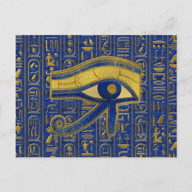 Gold Egyptian Eye of Horus - Wadjet Lapis Lazuli Postcard (Front)