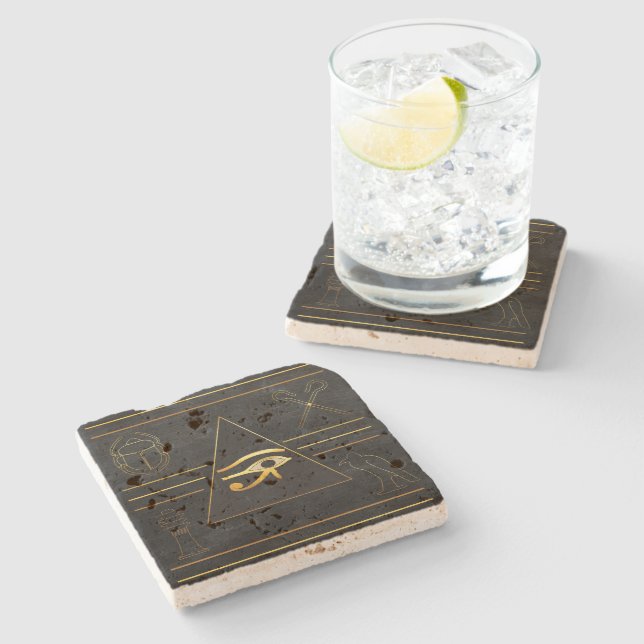 Gold Egyptian Eye Stone Coaster (Side)
