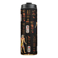Gold Egyptian hieroglyphs and deities on black