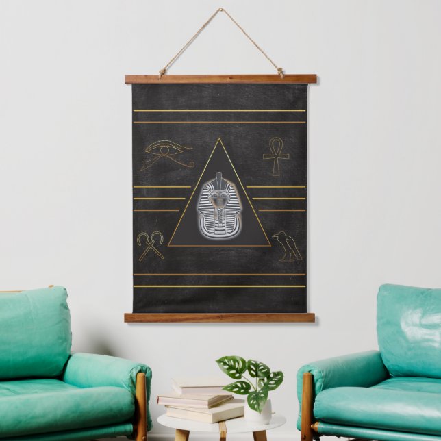 Gold Egyptian Wood Topped Wall Tapestry (Living Room)