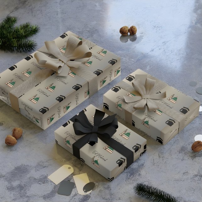 Gold Eid Wrapping Paper | Kaaba & Masjid Design (Creator Uploaded)