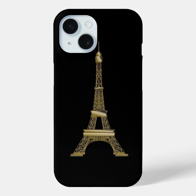 Gold Eiffel Tower French Black Case-Mate iPhone Case (Back)