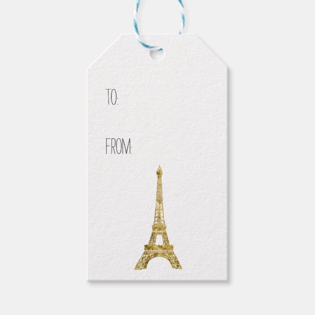 Gold Eiffel Tower Gift Tags (Front)