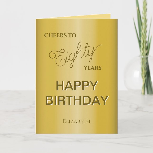  Gold Eighty Birthday  Card (Front)