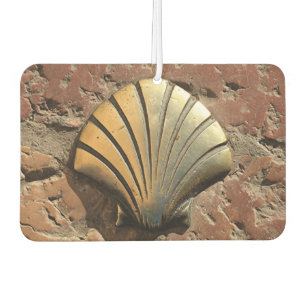 Gold El Camino shell sign, pavement, Leon, Spain Car Air Freshener