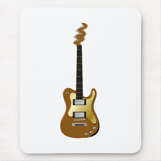Gold electric guitar fizzle headstock mouse pad (Front)