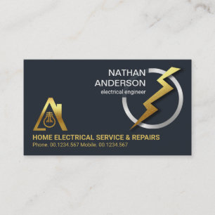 Gold Electric Lightning Silver Metre Gauge  Business Card