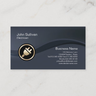 Gold Electric Plug Icon Electrician Business Card