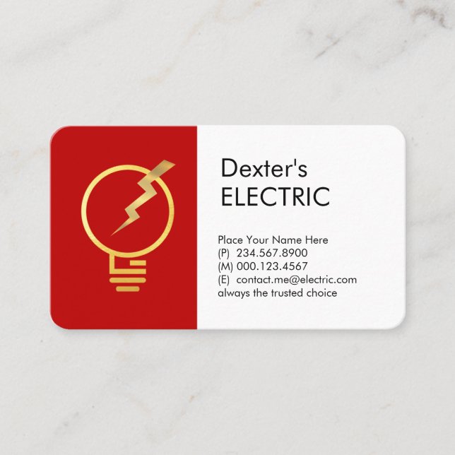 Gold Electrical Bulb Lightning Power Business Card (Front)