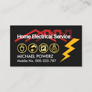 Gold Electrical Icons Lightning Power Business Card