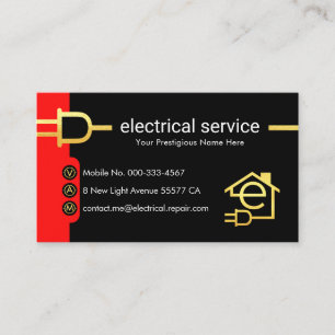 Gold Electrical Power Plug Supply Business Card