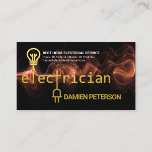 Gold Electrician Circuit Red Power Lightning Business Card