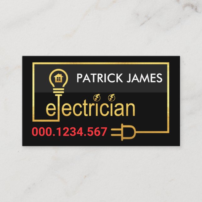 Gold Electrician Wiring Circuit Business Card (Front)