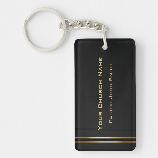 Gold Elegance2 Church Pastor Classy Key Ring (Front)