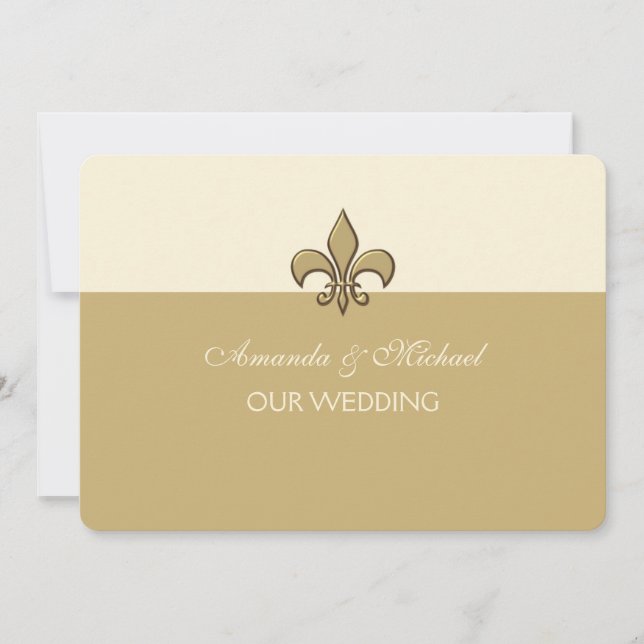 Gold Elegance Fleur de Lis Save the Date (Front)