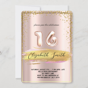  Gold elegance,  rose gold sweet sixteen  Invitati Invitation