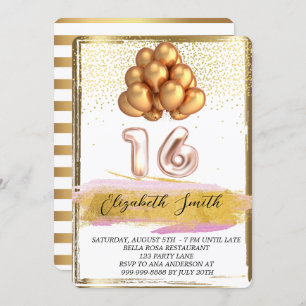 Gold elegance, sweet sixteen invitation