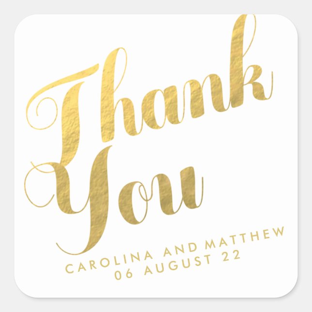 Gold Elegance | Wedding Favour Thank You Sticker (Front)