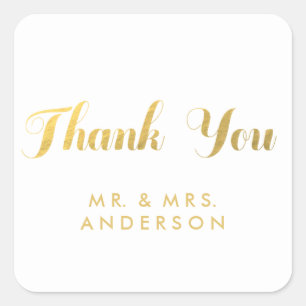 Gold Elegance   Wedding Favour Thank You Sticker