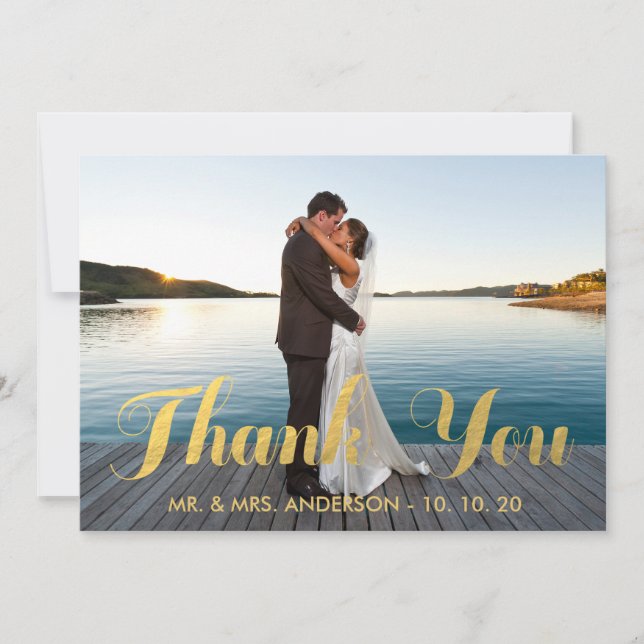 GOLD ELEGANCE | WEDDING THANK YOU PHOTO CARD (Front)