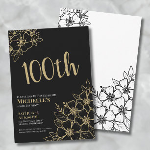 Gold Elegant 100th Birthday Party Invitation