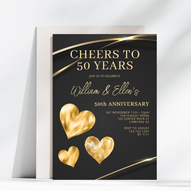 Gold Elegant 50th Wedding Anniversary Invitation (Creator Uploaded)