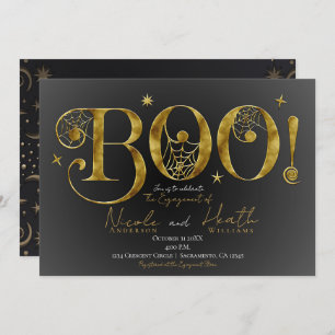 Gold Elegant BOO Magical Halloween Engagement  Invitation