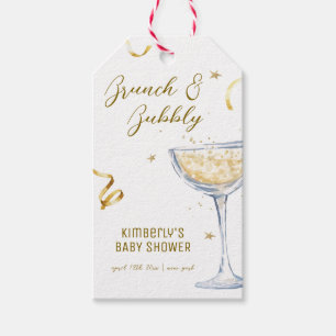 Gold Elegant Brunch Bubbly Champagne Baby Shower Gift Tags
