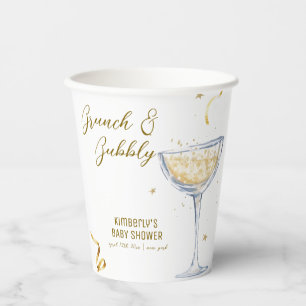 Gold Elegant Brunch Bubbly Champagne Baby Shower Paper Cups