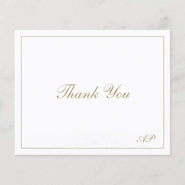Gold Elegant Budget Wedding Thank You Card (Front)