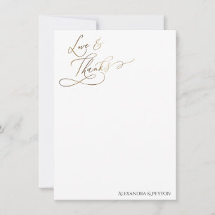 Gold Elegant Calligraphy Love and Thanks Card