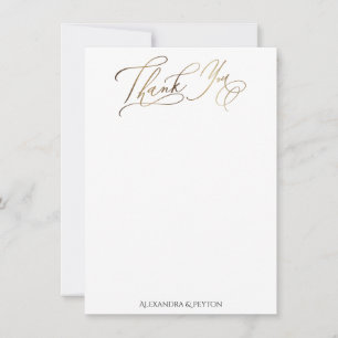 Gold Elegant Calligraphy Over White Thank You Card