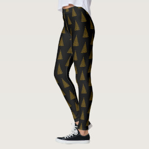 Gold Elegant Christmas Tree Leggings