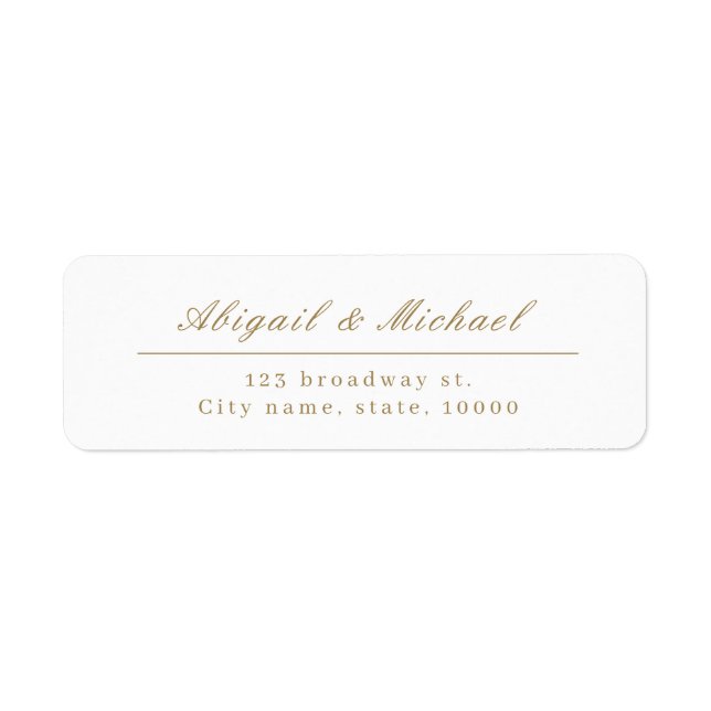 Gold elegant classic calligraphy return address label (Front)