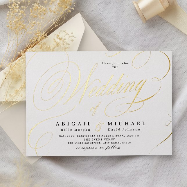 Gold elegant classic calligraphy vintage wedding (Gold elegant classic calligraphy vintage wedding foil invitation)