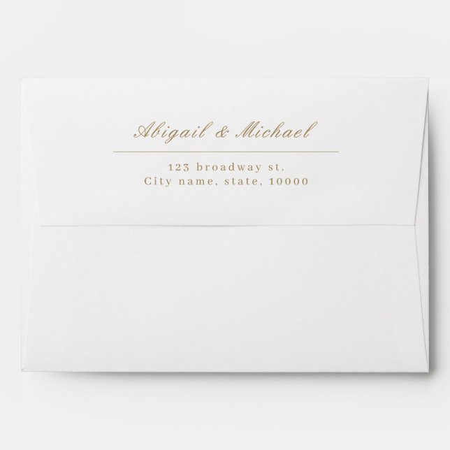 Gold elegant classic calligraphy vintage wedding envelope (Back (Top Flap))